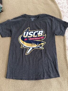 Champion Dark Gray USCB Sand Sharks Graphic Tee with Gold Accent